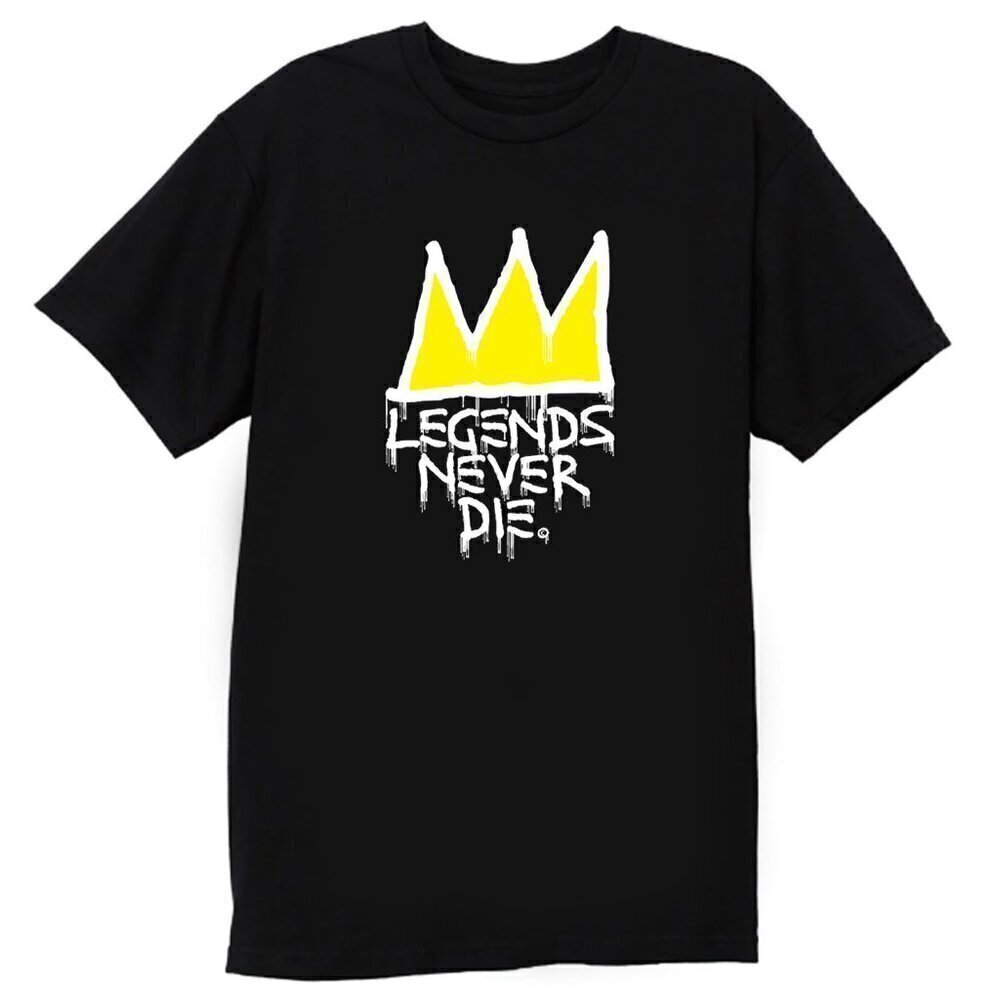 Jean Michel Basquiat Crown Legends Never Die Artistic Graphic Tribute T-Shirt.